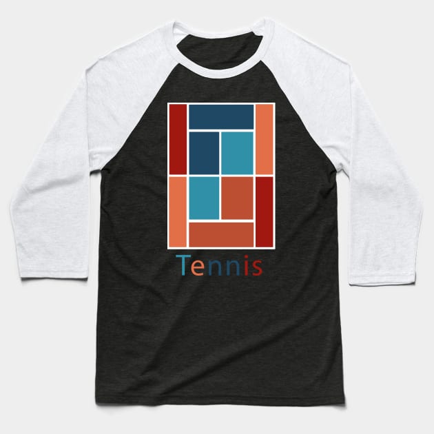 TENNIS COURT Baseball T-Shirt by King Chris